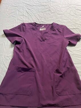 Adar Women’s V-Neck Scrub Top in Plum Size XS